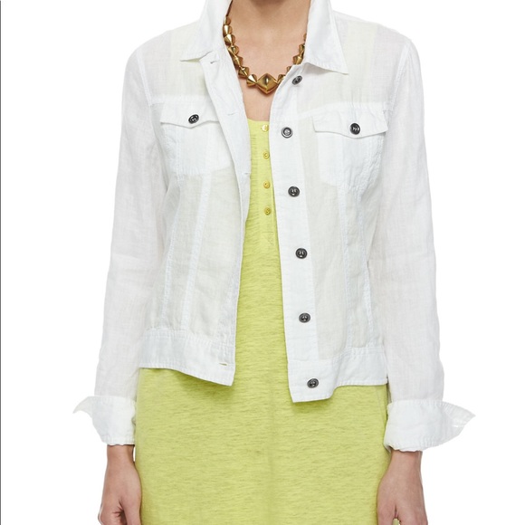 Eileen Fisher White 0 Linen Jean Jacket 